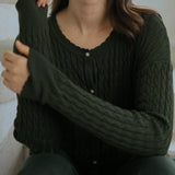 Iris Cable-Knit Cardigan in Emerald
