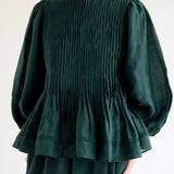 Athena Ramie Blouse in Emerald