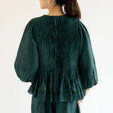 Athena Ramie Blouse in Emerald
