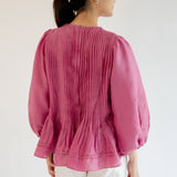 Athena Ramie Blouse in Peony