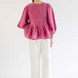 Athena Ramie Blouse in Peony
