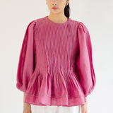 Athena Ramie Blouse in Peony