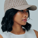 Studio Linen Cap in Brown Gingham