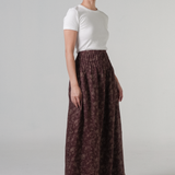 The Floral Ramie Skirt in Burgundy
