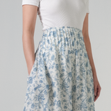 The Floral Ramie Skirt in White