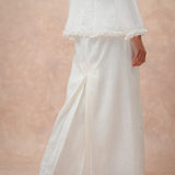 The Classic Pleated Linen Skirt in Ivory