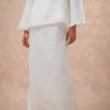 The Classic Pleated Linen Skirt in Ivory