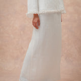 The Classic Pleated Linen Skirt in Ivory