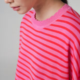Jules Fine-Knit Jumper in Pink Stripe