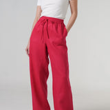 Avenue Linen Pants in Scarlet