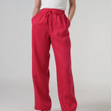 Avenue Linen Pants in Scarlet