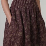 The Floral Ramie Skirt in Burgundy