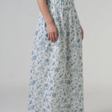 The Floral Ramie Skirt in White