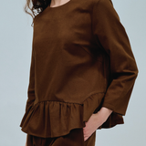 Afternoon Peplum Blouse in Chocolate