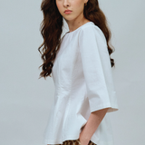 Canvas Waisted Top in White