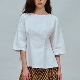 Canvas Waisted Top in White