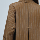 Sculptor Poplin Shirt in Brown Stripe