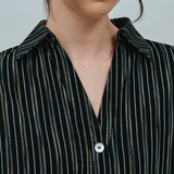 Sculptor Poplin Shirt in Black Stripe