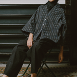 Sculptor Poplin Shirt in Black Stripe