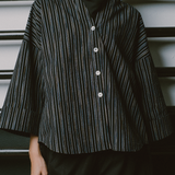 Sculptor Poplin Shirt in Black Stripe