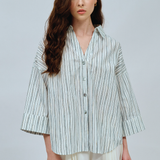 Sculptor Poplin Shirt in White Stripe
