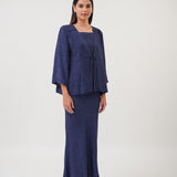 Victoria Jacquard Bias Skirt in Navy