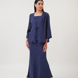 Victoria Jacquard Bias Skirt in Navy
