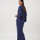 Victoria Jacquard Bias Skirt in Navy