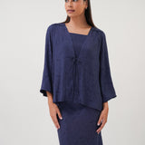 Victoria Jacquard Bias Skirt in Navy