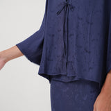 Victoria Jacquard Bias Skirt in Navy