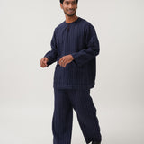 Musa Linen Set in Navy