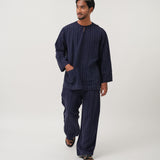 Musa Linen Set in Navy