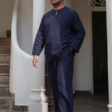 Musa Linen Set in Navy