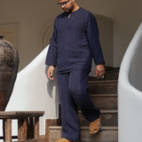 Musa Linen Set in Navy