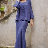 Victoria Jacquard Bias Skirt in Navy