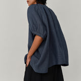 Lake Short Sleeve Linen Shirt in Bluesteel