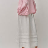 Studio Pleated Linen Skirt in White