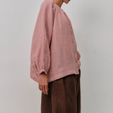 Lake Long Sleeve Linen Shirt in Strawberry Shortbread