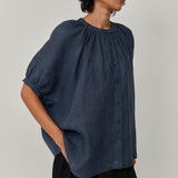 Lake Short Sleeve Linen Shirt in Bluesteel