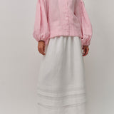 Studio Pleated Linen Skirt in White