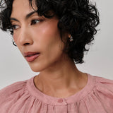 Lake Long Sleeve Linen Shirt in Strawberry Shortbread