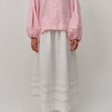 Studio Pleated Linen Skirt in White