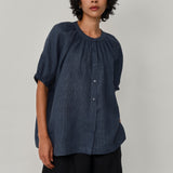 Lake Short Sleeve Linen Shirt in Bluesteel