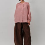 Lake Long Sleeve Linen Shirt in Strawberry Shortbread