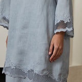 Khalisa Linen Kurung Set in Stillwater