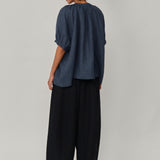 Lake Short Sleeve Linen Shirt in Bluesteel