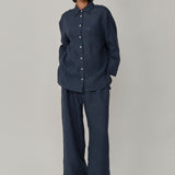 Friday Linen Pants in Bluesteel