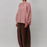 Lake Long Sleeve Linen Shirt in Strawberry Shortbread
