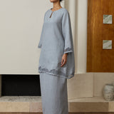 Khalisa Linen Kurung Set in Stillwater