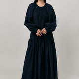 Studio Pintuck Dress in Navy